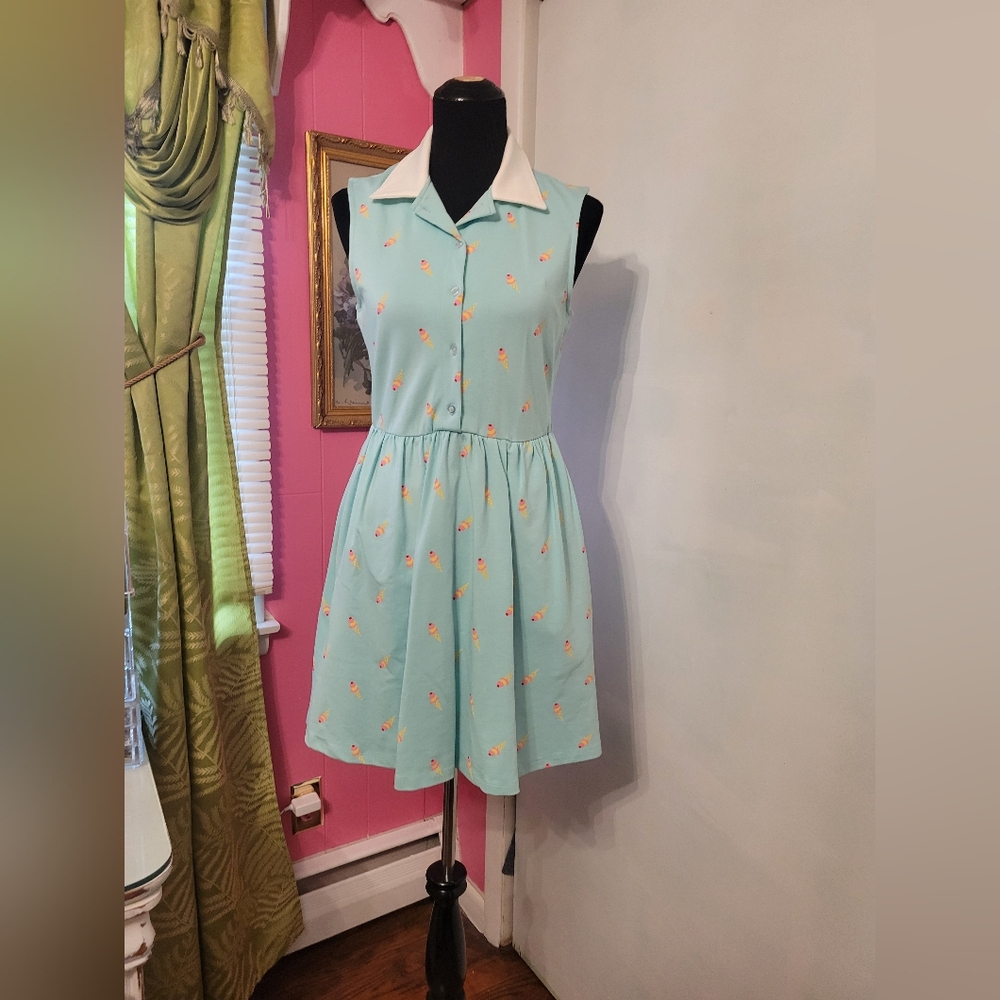 Unique Vintage Green Pleated Sundress Mini